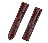 CEKGDB Calfskin Genuine Bamboo Grain Leather Watch Band For Omega Strap Watch 300 DeVille Watchband Bracelet Logo(Brown strap,22mm-Rose Buckle)