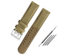 CEKGDB Canvas leather strap is suitable for Hamilton Khaki field watch H68201993 H7060596 For Seiko strap 20mm 22mm buckle (Color : Khaki silver, Size : 22mm)
