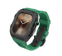 CEKGDB Carbon Fiber Case For Apple Watch S10 9 8 7 6 5 4 SE 42mm 44mm 45mm 46mm 49mm Modification Kit Rubber Watch Strap Sports，for IWatch Series 10 42 46 Luxury Refit Mod(Green,49MM)