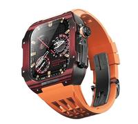 CEKGDB Carbon Fiber Watch Case Rubber Strap，For Apple Watch Band 44/45mm 9 8 7 6 5 4 SE Series Strap Modification Kit Upgrade Modification Kit(14,45mm)