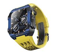 CEKGDB Carbon Fiber Watch Case Rubber Strap，For Apple Watch Band 44/45mm 9 8 7 6 5 4 SE Series Strap Modification Kit Upgrade Modification Kit(23,44mm)