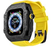 CEKGDB Carbon Fiber Watch Protective Case Rubber Band，For Apple Watch Ultra Series 8/7/6/5/4/SE 49mm 45mm 44mm，Watch Case Sport Breathable Strap Replacement Accessories(P,49MM)
