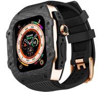 CEKGDB Carbon Fiber Watch Protective Case Rubber Band，For Apple Watch Ultra Series 8/7/6/5/4/SE 49mm 45mm 44mm，Watch Case Sport Breathable Strap Replacement Accessories(O,49MM)