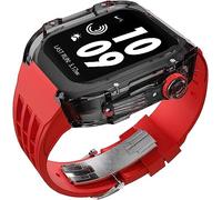 CEKGDB Clear Transparent Watch Case Sport Fluorine Rubber Band，For Apple Watch 8 7 6 5 4 SE 44mm 45mm Ultra 49mm, Hard PC Crystal Cover Replacement Men Women Watch Band Accessories(Style 10,45MM)