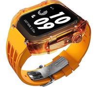 CEKGDB Clear Transparent Watch Case Sport Fluorine Rubber Band，For Apple Watch 8 7 6 5 4 SE 44mm 45mm Ultra 49mm, Hard PC Crystal Cover Replacement Men Women Watch Band Accessories(Style 18,45MM)