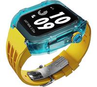 CEKGDB Clear Transparent Watch Case Sport Fluorine Rubber Band，For Apple Watch 8 7 6 5 4 SE 44mm 45mm Ultra 49mm, Hard PC Crystal Cover Replacement Men Women Watch Band Accessories