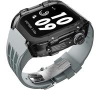 CEKGDB Clear Transparent Watch Case Sport Fluorine Rubber Band，For Apple Watch 8 7 6 5 4 SE 44mm 45mm Ultra 49mm, Hard PC Crystal Cover Replacement Men Women Watch Band Accessories(Style 07,49MM)