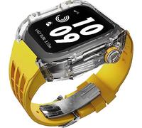 CEKGDB Clear Transparent Watch Case Sport Fluorine Rubber Band，For Apple Watch 8 7 6 5 4 SE 44mm 45mm Ultra 49mm, Hard PC Crystal Cover Replacement Men Women Watch Band Accessories(Style 33,44MM)
