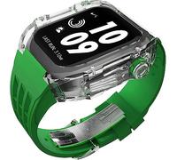 CEKGDB Clear Transparent Watch Case Sport Fluorine Rubber Band，For Apple Watch 8 7 6 5 4 SE 44mm 45mm Ultra 49mm, Hard PC Crystal Cover Replacement Men Women Watch Band Accessories(Style 26,44MM)