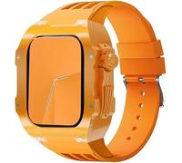 CEKGDB Clear Transparent Watch Case Sport Fluorine Rubber Band，For Apple Watch 8 7 6 5 4 SE 44mm 45mm Ultra 49mm, Hard PC Crystal Cover Replacement Men Women Watch Band Accessories(Style 02,45MM)