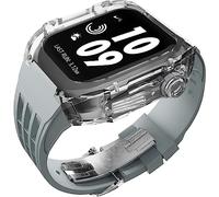 CEKGDB Clear Transparent Watch Case Sport Fluorine Rubber Band，For Apple Watch 8 7 6 5 4 SE 44mm 45mm Ultra 49mm, Hard PC Crystal Cover Replacement Men Women Watch Band Accessories(Style 27,45MM)