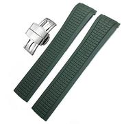 CEKGDB Colorful Fluorous Rubber WatchBands For Patek Philippe 5164A 5167A AQUANAUT Series Butterfly Buckle 21mm Silicone Watch Strap(Green,Rose Buckle)