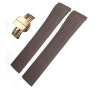 CEKGDB Colorful Fluorous Rubber WatchBands For Patek Philippe 5164A 5167A AQUANAUT Series Butterfly Buckle 21mm Silicone Watch Strap(Brwon,Rose Buckle)