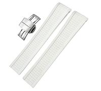 CEKGDB Colorful Fluorous Rubber WatchBands For Patek Philippe 5164A 5167A AQUANAUT Series Butterfly Buckle 21mm Silicone Watch Strap(White,Silver Buckle)
