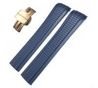 CEKGDB Colorful Fluorous Rubber WatchBands For Patek Philippe 5164A 5167A AQUANAUT Series Butterfly Buckle 21mm Silicone Watch Strap(Blue,Gold Buckle)
