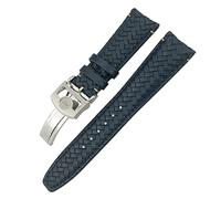 CEKGDB Cowhide Strap For IWC Portugieser Pilot IW394005 IW3777 Blue Soft Watchband 20mm 21mm 22mm Woven Genuine Leather WatchBands(Blue silver 2,20mm)
