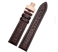 CEKGDB Crocodile leather watchband for any brand wristband 16 17 18 19mm straps with folding clasp(Brown white RG,16mm)