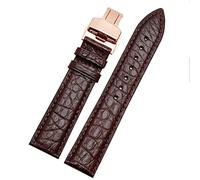 CEKGDB Crocodile leather watchband for any brand wristband 16 17 18 19mm straps with folding clasp(Brown rosegold,16mm)