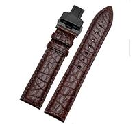 CEKGDB Crocodile leather watchband for any brand wristband 16 17 18 19mm straps with folding clasp(Brown black,16mm)