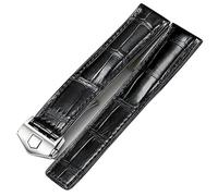 CEKGDB Customized Crocodile Leather Watch Strap，For TAG Heuer Autavia CARRERA 18mm 19mm 20mm 22mm 21mm Leather WatchBands(Black,18mm)