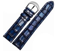 CEKGDB Fashion genuine leather watchband Clear personality crocodile texture strap bracelet Wrist watch band 18mm 20mm 22mm blue(Blue,22mm gold clasp)