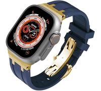 CEKGDB Fluororubber Replacement Watch Strap Mod Kit，For Apple Watch 45mm 44mm Ultra 49mm Bands Women, Ap Mens Rubber Watch Straps Stainless Steel Butterfly Clasp for 41mm 40mm(I,45MM)