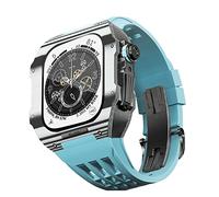 CEKGDB Fluororubber Watch Band Carbon Fiber Case Bezel，For Apple Watch SE/4/5/6/7/8 44/45mm Series Watch Replacement，With Band Tool(17,44mm)