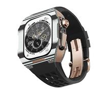 CEKGDB Fluororubber Watch Band Carbon Fiber Case，For Apple Watch SE/4/5/6/7/8/9 Series 44/45mm Replacement Strap Accessories Mod Kit(25,45mm)