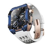 CEKGDB Fluororubber Watch Band Carbon Fiber Case，For Apple Watch SE/4/5/6/7/8/9 Series 44/45mm Replacement Strap Accessories Mod Kit(24,44mm)