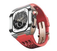 CEKGDB Fluororubber Watch Band Carbon Fiber Case，For Apple Watch SE/4/5/6/7/8/9 Series 44/45mm Replacement Strap Accessories Mod Kit(26,45mm)
