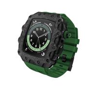 CEKGDB For Apple Watch 45mm 44mm Series 9 8 7 45mm 6 5 4 SE Watch Upgrade Replace Carbon Fiber Case Bumper Cover Silicone Strap Case Modification Kit(Green,44mm)