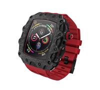 CEKGDB For Apple Watch 45mm 44mm Series 9 8 7 45mm 6 5 4 SE Watch Upgrade Replace Carbon Fiber Case Bumper Cover Silicone Strap Case Modification Kit(Red,44mm)