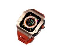 CEKGDB For Apple Watch Ultra 49MM Titanium Alloy RM Mod Case With Fluorine rubber band Modification Kit Set Bracelets and Metal Bezel(J)
