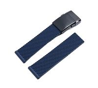 CEKGDB For Breitling Strap Soft Silicone Rubber Watch Band 22mm 24mm WatchBand Bracelet(Blu Shiny blk buckle,24mm)