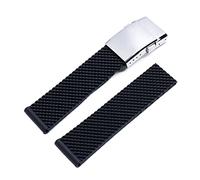 CEKGDB For Breitling Strap Soft Silicone Rubber Watch Band 22mm 24mm WatchBand Bracelet For Navitimer/Avenger/Superocean(Blk Shiny Sil Buckle,22mm)