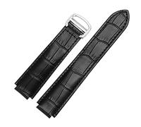 CEKGDB For Cartier Wristbands Quality Color Genuine Leather Watchbands Deployment Buckle Replacement Leather Strap Female Bracelet(Black,14x8mmGold clasp)