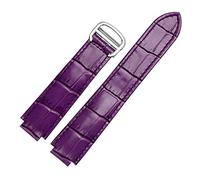 CEKGDB For Cartier Wristbands Quality Color Genuine Leather Watchbands Deployment Buckle Replacement Leather Strap Female Bracelet(Purple,18x11mmSilver clasp)