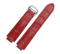 CEKGDB For Cartier Wristbands Quality Color Genuine Leather Watchbands Deployment Buckle Replacement Leather Strap Female Bracelet(Red,14x8mmGold clasp)