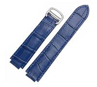 CEKGDB For Cartier Wristbands Quality Color Genuine Leather Watchbands Deployment Buckle Replacement Leather Strap Female Bracelet(Blue,14x8mmRosegoldclasp)