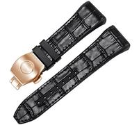 CEKGDB For Franck Muller V45 Series 28mm Nylon Genuine Leather Silicone Watchband Black Blue Folding Buckle Watch Strap(Black-rosegold)