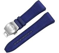 CEKGDB For Franck Muller V45 Series 28mm Nylon Genuine Leather Silicone Watchband Black Blue Folding Buckle Watch Strap(2 Blue-silver)