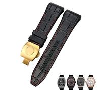 CEKGDB For Franck Muller Watch Band 28mm Cowhide Silicone Watch Strap Nylon Rubber Folding Buckle Watch Bands For Men Bracelet(Black red gold)