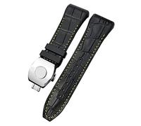 CEKGDB For Franck Muller Watch Band 28mm Cowhide Silicone Watch Strap Nylon Rubber Folding Buckle Watch Bands For Men Bracelet(Black yellow silver)