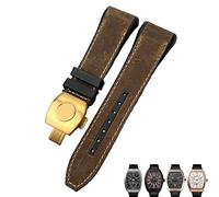 CEKGDB For Franck Muller Watch Band 28mm Cowhide Silicone Watch Strap Nylon Rubber Folding Buckle Watch Bands For Men Bracelet(Crazy horse gold)