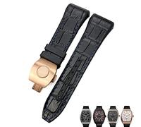 CEKGDB For Franck Muller Watch Band 28mm Cowhide Silicone Watch Strap Nylon Rubber Folding Buckle Watch Bands For Men Bracelet(Black blue rose)