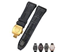 CEKGDB For Franck Muller Watch Band 28mm Cowhide Silicone Watch Strap Nylon Rubber Folding Buckle Watch Bands For Men Bracelet(Black blue gold)
