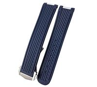 CEKGDB For Omega Seamaster AQUA TERRA AT150 8900 Watch Strap Tools Deployment Clasp 20mm Rubber Silicone Watchbands(Blue blue,Rose buckle)
