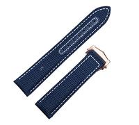 CEKGDB For Omega Strap 300 AT150 Fabric Leather AQUA TERRA 150 Watchband Deployment Buckle 20mm 22mm Nylon Canvas Watch Band(Blue Rose Buckle,22mm)
