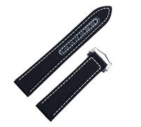 CEKGDB For Omega Strap 300 AT150 Fabric Leather AQUA TERRA 150 Watchband Deployment Buckle 20mm 22mm Nylon Canvas Watch Band(Blk Silver Buckle,20mm)