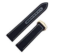 CEKGDB For Omega Strap 300 AT150 Fabric Leather AQUA TERRA 150 Watchband Deployment Buckle 20mm 22mm Nylon Canvas Watch Band(Blk Gold Buckle,20mm)
